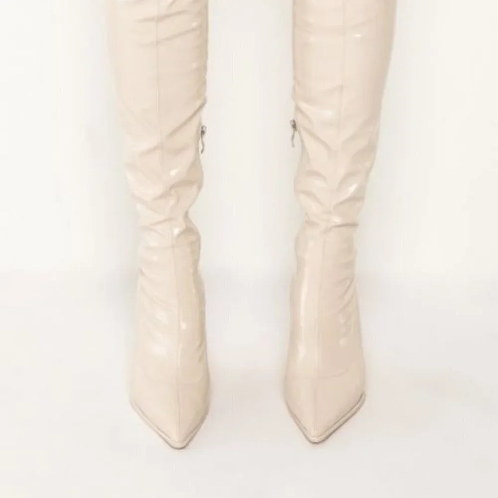 AZALEA WANG PULL UP WEDGE BOOT IN BONE ( BRAND NEW !!!!!)